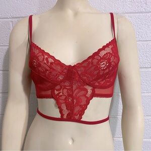New Mapalé Red Wireless Lingerie Lace Longline Sexy Bra Lacy Size Medium / Large